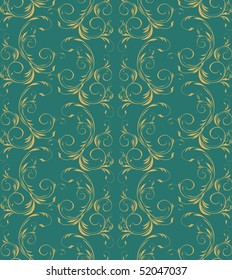Vector blue decorative seamless floral ornament
