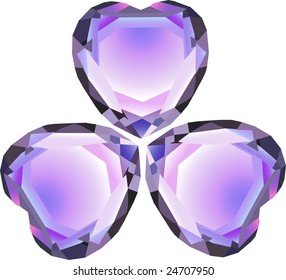 trébol en forma de corazón de diamante azul vectorial