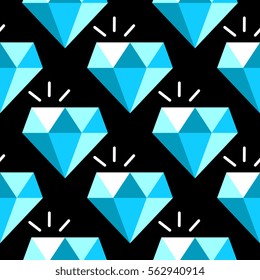 Vector blue diamonds seamless pattern. Background with gem stone illustration