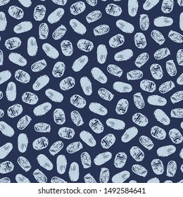 Vector blue dinosaur eggs polka dots repeat pattern. Perfect for textile, giftwrap and wallpaper.