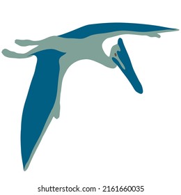 Vector blue dinosaur Quetzalcoatlus with wings