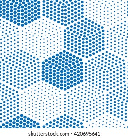 Vector blue dot seamless pattern. Abstract geometric background