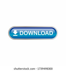 Vector of Blue Download Button with Glossy Effect, Web Element Download Icon Template Design