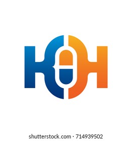 Vector Blue Dual Letter K H Medic Logo