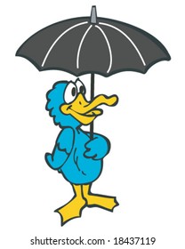 vector blue duck with umbrella