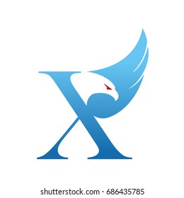 Vector Blue Eagle Single Letter X Logo