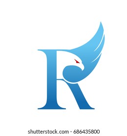 Vector Blue Eagle Single Letter R Logo