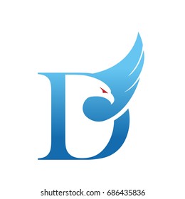 Vector Blue Eagle Single Letter D Logo