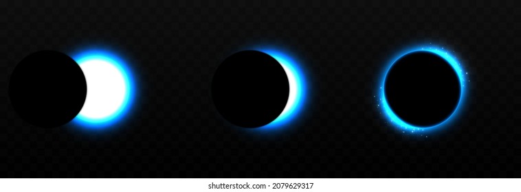 Vector blue eclipse. Different phases of the png eclipse, png eclipse, lunar eclipse.