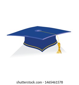 Vector Blue Education Cap with golden elements on white background