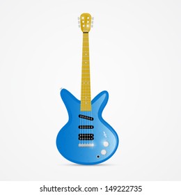 Vector Blue Electric Guitar Isolated on White Background