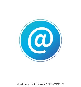Vector blue e-mail internet icon button. Vector illustration isolated on white background.