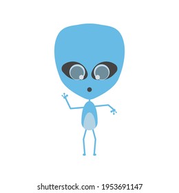 Vector of a blue ET alien with big cat-like eyes