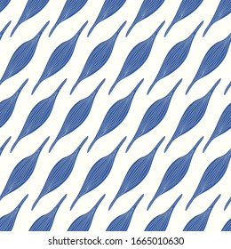 Vektorillustration-blaues, ethnisch-blättriges Muster auf Weiß