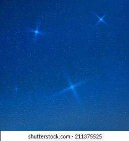 Vector blue evening skyes with shiny stars