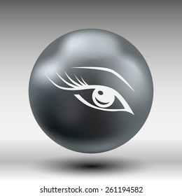 vector blue eye with long lashes  woman makeup beauty symbol.