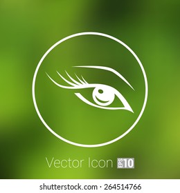 vector blue eye with long lashes  woman makeup beauty symbol.