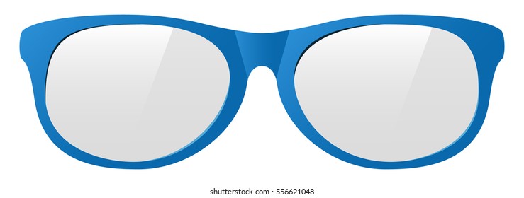 vector blue eyeglasses with the light shine