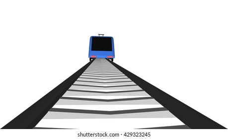 Vector blue Fast train on white