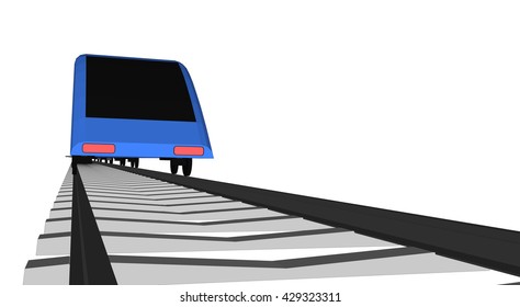 Vector blue Fast train on white