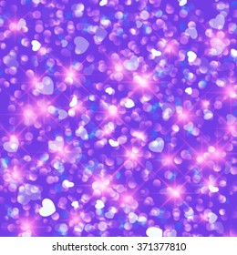 Vector  blue festive Valentine's day elegant abstract background with bokeh lights and hearts. Perfect as invitation or announcement.