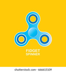 vector blue Fidget spinner icon isolated on orange background. vector blue hand spinner 