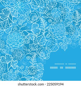 Vector blue field floral texture frame corner pattern background