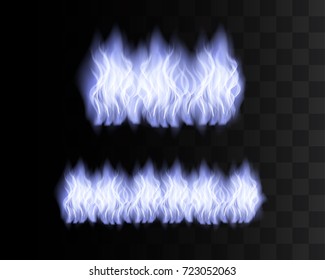 vector blue fire transparent graphic template. 3d vector illustration realistic transparency flame.  flaming light effect turquoise color.