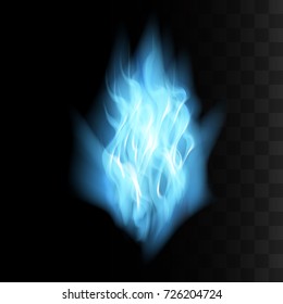 vector blue fire transparent graphic template. 3d vector illustration realistic transparency flame.  flaming light effect turquoise color.