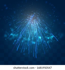 vector blue fireworks, explosion on a dark blue background with mosaic, easy editable design