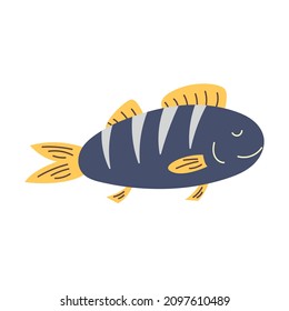 Vector blue fish crucian carp