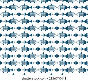 vector blue fish pattern illustration, sea pattern, summer pattern 