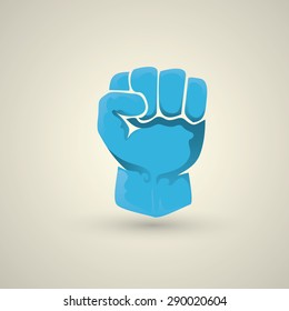 vector blue fist icon. revolution fist. freedom concept. 