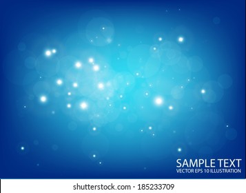 Vector blue flares in space design template - Shiny blue glittering design background  illustration