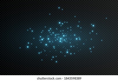 Vector Blue Flash Of Light. Blue Dust. A Flash Of Blue Sparkles, Light. PNG Dust. Cosmic Dust.