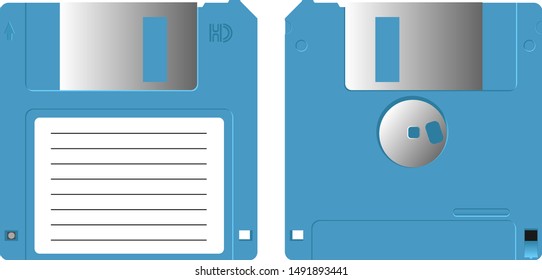 vector blue floppy disk on white background