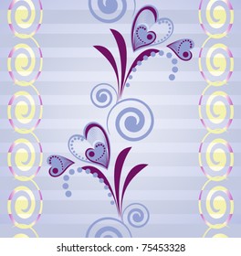 Vector blue floral heart pattern