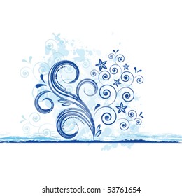 vector blue floral illustration