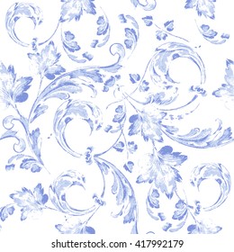 Vector azul floral padrão de textura aquarela. Padrão floral de aquarela. Padrão de flores azuis. Padrão sem costura pode ser usado para papel de parede, preenche padrão, fundo da página web, texturas de superfície