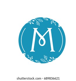 Vector Blue Florist Single Letter M Logo