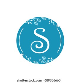 Vector Blue Florist Single Letter S Logo