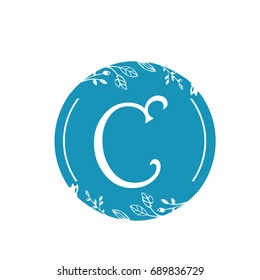 Vector Blue Florist Single Letter C Logo