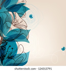 Vector blue flower background