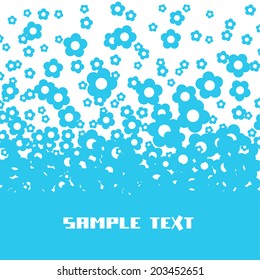 Vector blue flowers. Summery background. Decorative simple illustration for print, web