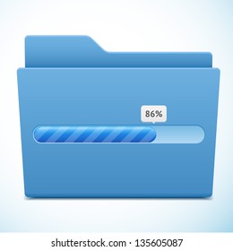 Vector blue folder with progress bar isolated