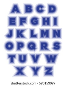 vector blue font and alphabet