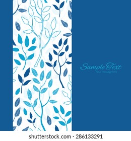 Vector Blue Forest Vertical Frame Seamless Pattern Background