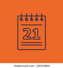 Vector blue fountain pen icon on orange background 