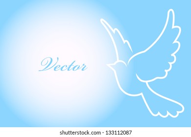 Vector blue frame with dove