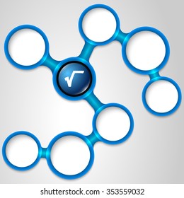 Vector blue frames for your text and radix symbol